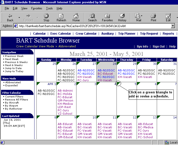 Editable Crew Calendar